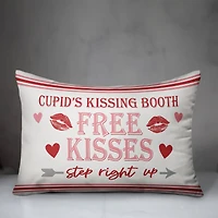 Cupid Kissing Booth Throw Pillow, 14" x 20"