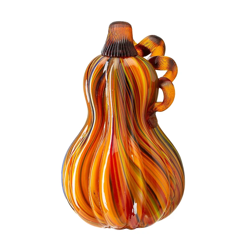 Glitzhome® 8.5" Multi Striped Glass Gourd