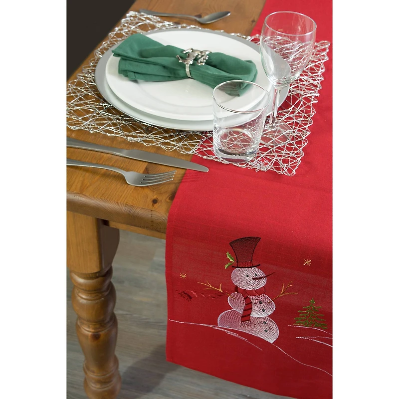 DII® 108" Snowman Embroidered Table Runner