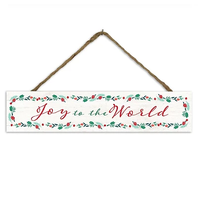 Joy to the World Script 17" x 3.5" Outdoor/Indoor Hanging Sign