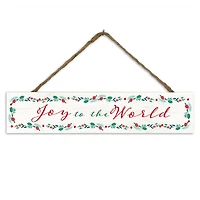 Joy to the World Script 17" x 3.5" Outdoor/Indoor Hanging Sign