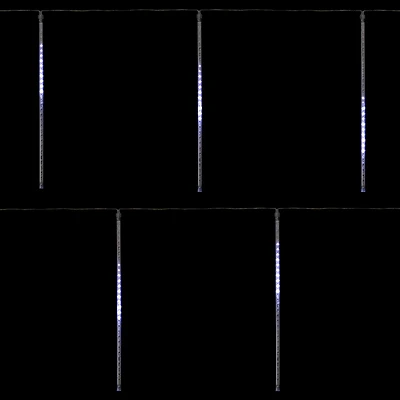 Set of 10 White LED Snowfall Icicle Christmas Tube Lights - 20.5 ft Clear Wire