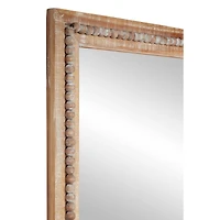 48" Light Brown Boho Style Wood Wall Mirror