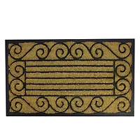 Black & Beige Rubber Coir Outdoor Rectangular Door Mat