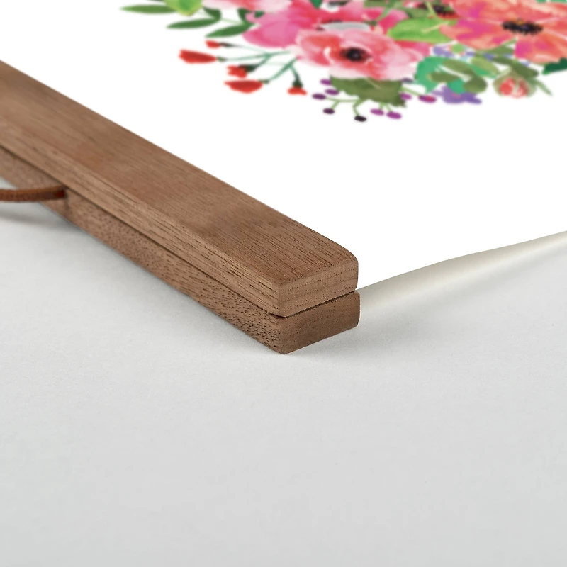 Home Where Heart Is Flower Balloon Teak Hanging Canvas Wall Art