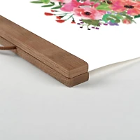 Home Where Heart Is Flower Balloon Teak Hanging Canvas Wall Art