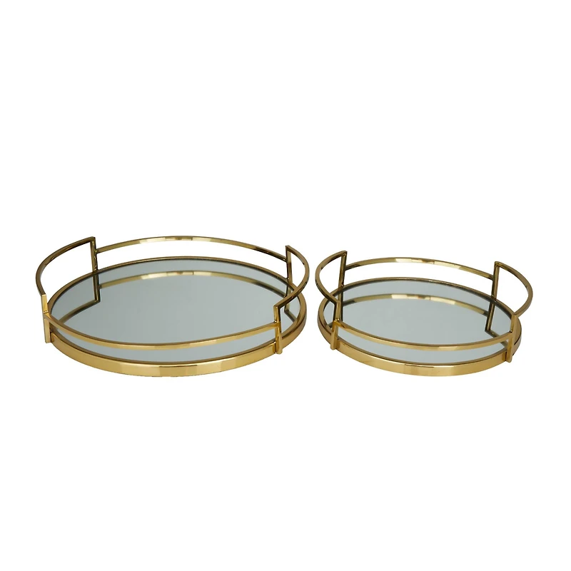 The Novogratz Gold Contemporary Tray, Set of 2" 19", 14"