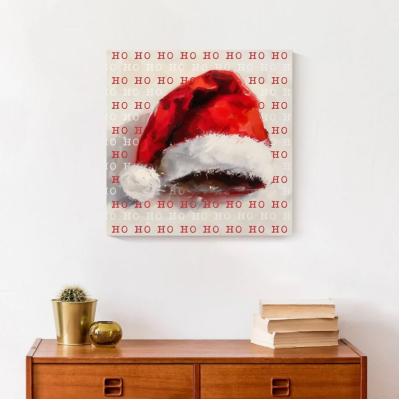 Painterly Santa Hat 16" x 16" Canvas Wall Art