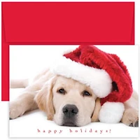 JAM Paper Santa Puppy Blank Christmas Cards Set, 18ct.