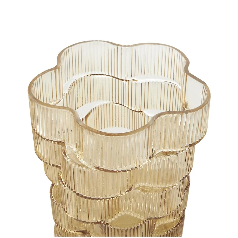 Brown Glass Ribbed Stacked Flower Vase Set