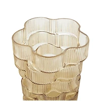 Brown Glass Ribbed Stacked Flower Vase Set