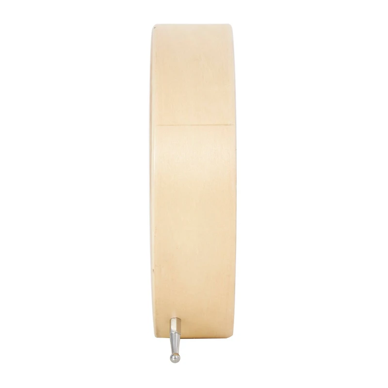 7" Light Brown Wood Woven Chevron Patterned Clock with Silver Legs