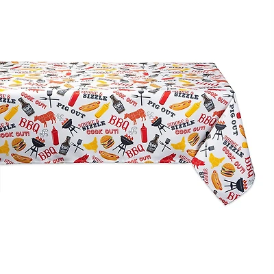 BBQ Fun Print Outdoor Tablecloth 60" x 84"