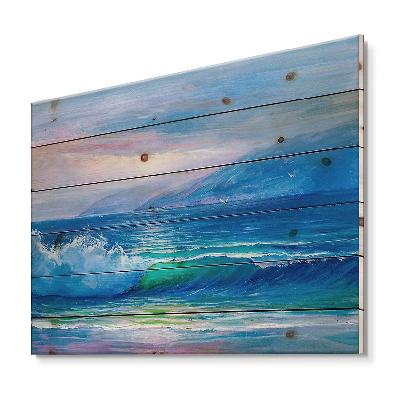 Designart - Blue Waves Breaking At The Beach II