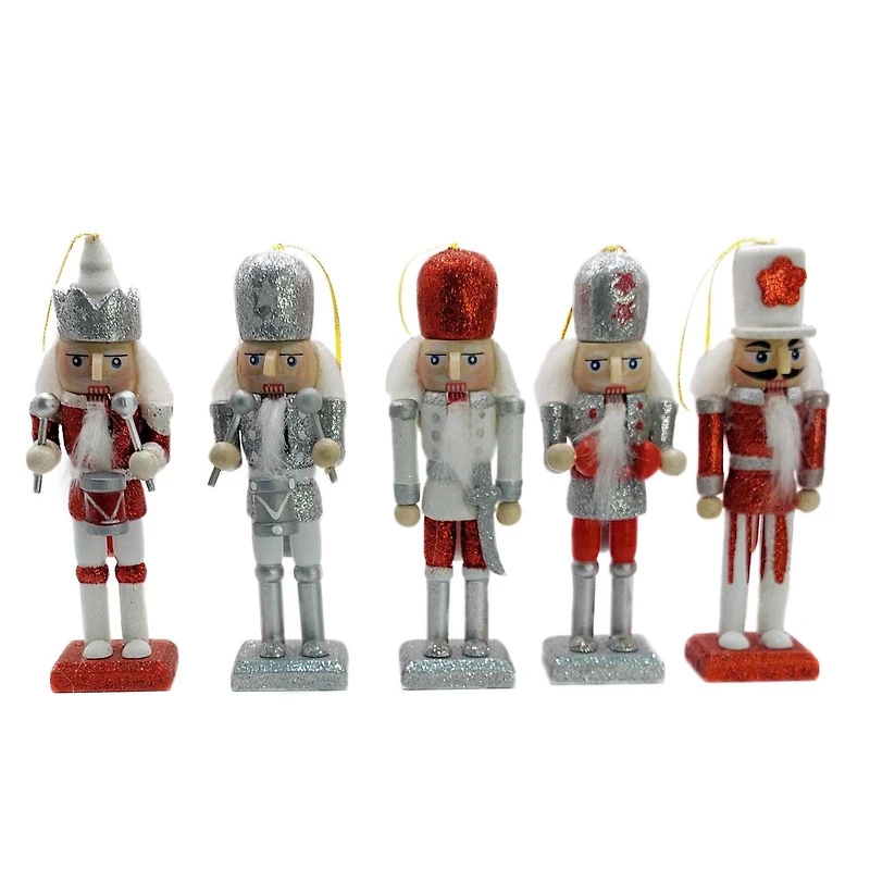 Wizardi 4.92" Classic Wooden Christmas Festive Decoration Nutcracker Set