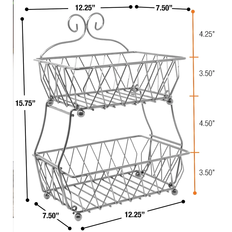 Sorbus 16" 2-Tier Wire Basket Stand