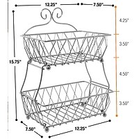 Sorbus 16" 2-Tier Wire Basket Stand