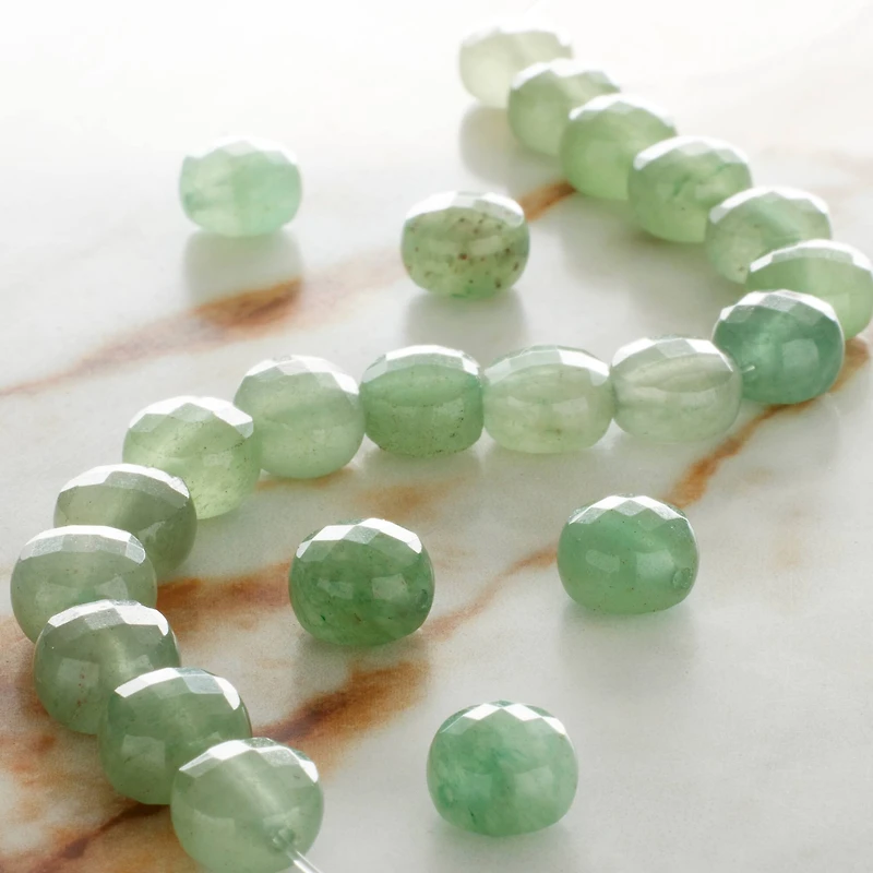 Green Faceted Aventurine Coin Beads, 8mm by Bead Landing™
