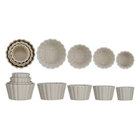 Hello Honey® Embossed Cream Fluted Round Stoneware Bowl Set