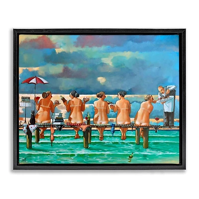 Stupell Industries Women on Dock with Tan Lines Floater Framed Art