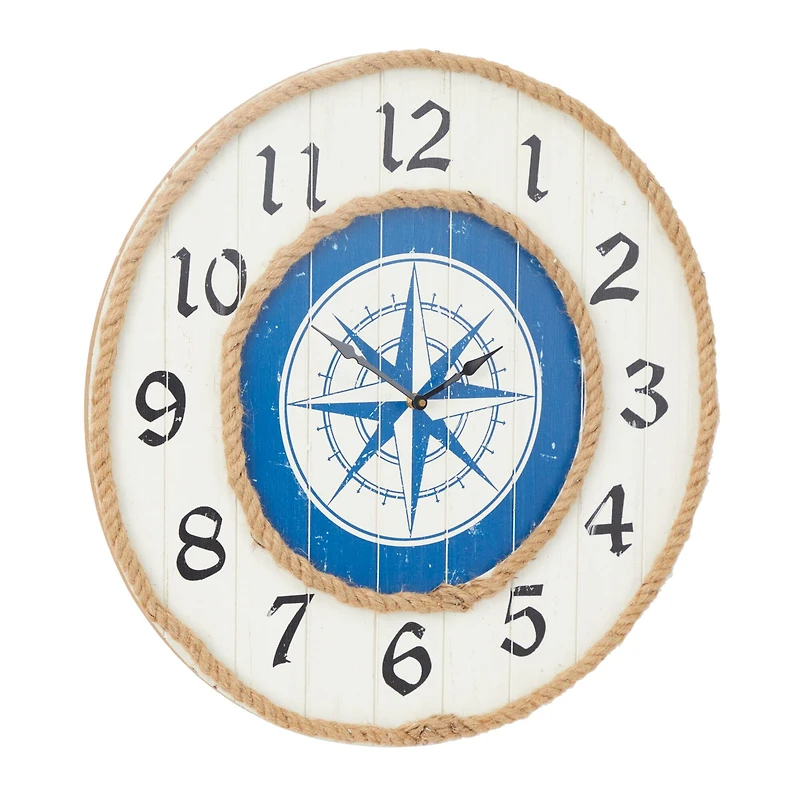 Blue MDF Nautical Wall Clock 24" x 24" x 2"