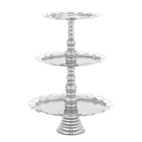 24" Silver Aluminum 3-Tier Tray Stand