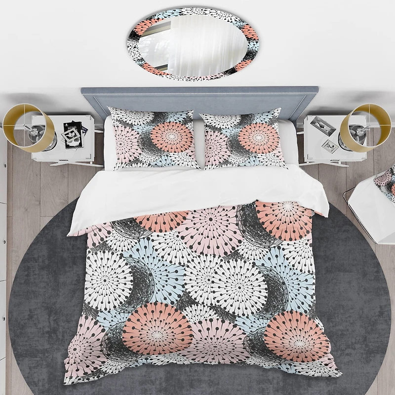 Designart 'Retro Abstract Flower Design I' Mid-Century Duvet Cover Set
