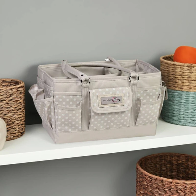 Everything Mary Tan Dot Deluxe Store & Tote Craft Organizer