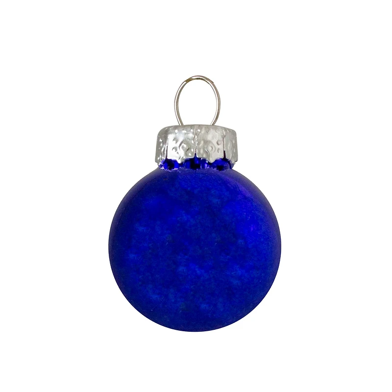 40ct. 2.5" Shiny & Matte Royal Blue & Silver Glass Ball Christmas Ornaments