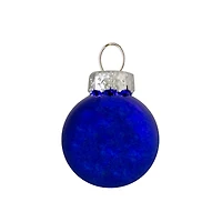 40ct. 2.5" Shiny & Matte Royal Blue & Silver Glass Ball Christmas Ornaments