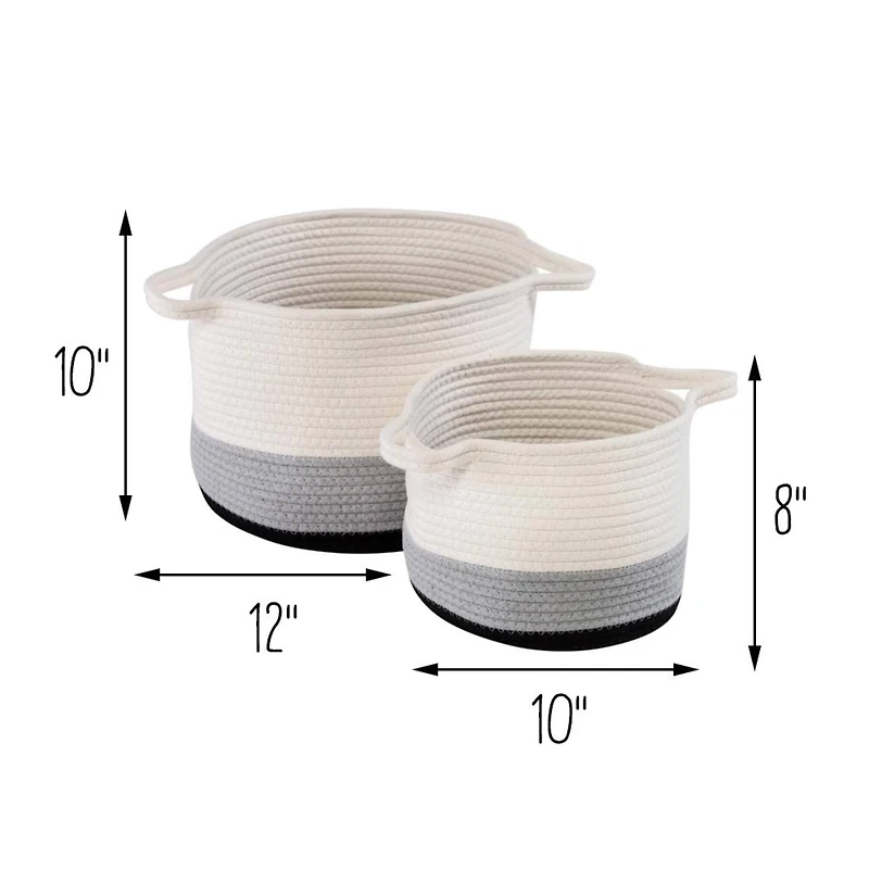 Honey Can Do Black & White Ombré Nesting Cotton Rope Storage Basket Set