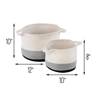 Honey Can Do Black & White Ombré Nesting Cotton Rope Storage Basket Set