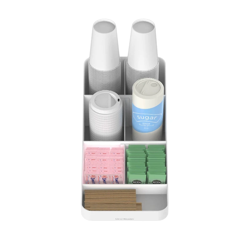 Mind Reader White 7-Compartment Coffee Condiment Storage Organizer