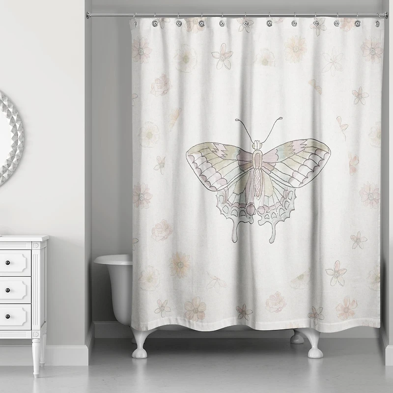 Butterfly & Floral Shower Curtain