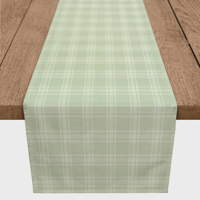 Green Plaid Pattern 1 16" x 72" Poly Twill Table Runner