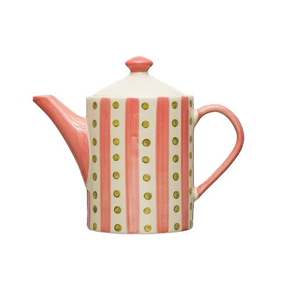 Hello Honey® 6" Multicolor Stoneware Teapot with Painted Design