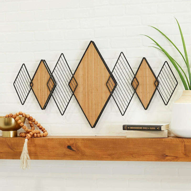 Brown Bamboo Modern Wall Decor, 42" x 2" x 22"