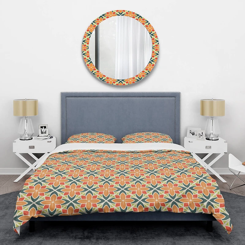 Designart 'Retro Floral Pattern IV' Mid-Century Duvet Cover Set