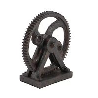 9" Brown Polystone Industrial Abstract Sculpture