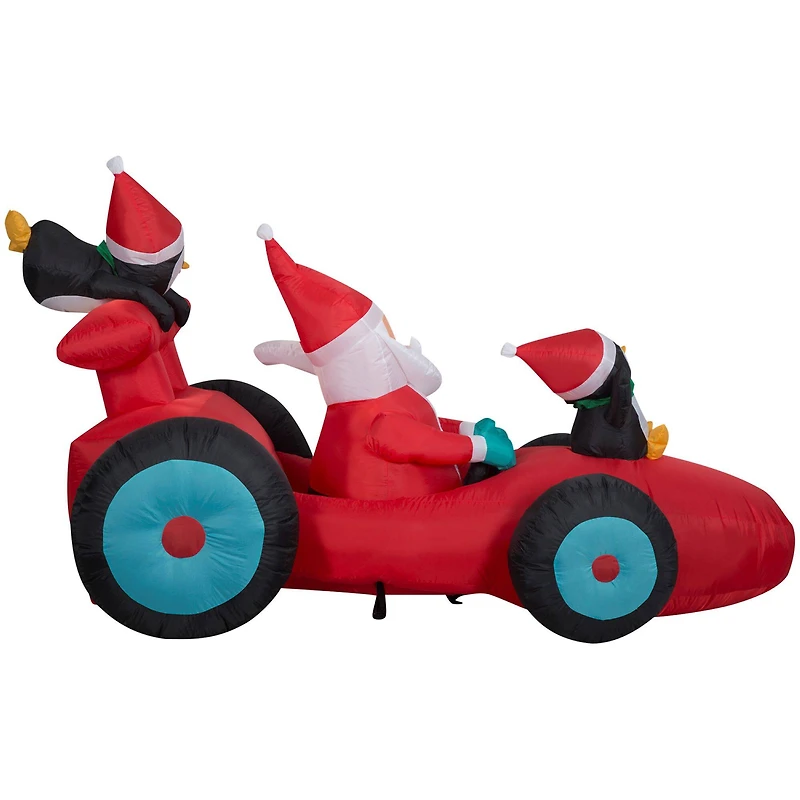 7.5ft. Airblown® Inflatable Santa in Racecar with Penguins