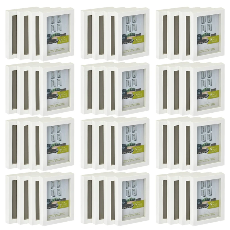 12 Packs: 4 ct. (48 total) White 5" x 7" Shadow Box by Studio Décor®
