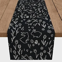Chalk Easter Bunny Pattern Runner 1 16" x 72" Cotton Twill Runner