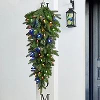 Glitzhome® 36" Pre-Lit Greenery Christmas Teardrop with LED Lights & Timer