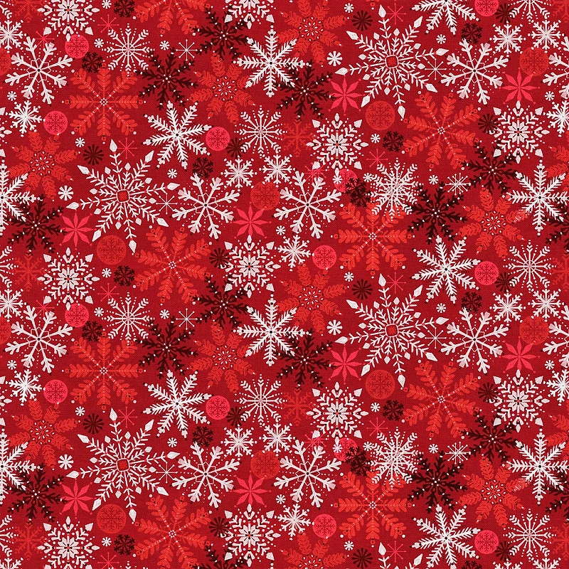 Fabric Editions Red Snowflakes Cotton Fabric