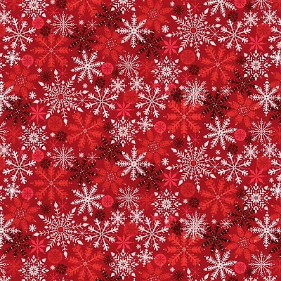 Fabric Editions Red Snowflakes Cotton Fabric