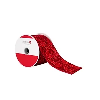 2.5" x 20ft. Burgundy Damask Wired Ribbon by Celebrate It®