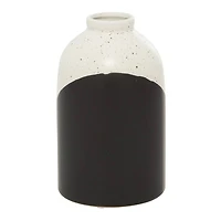Black Ceramic Contemporary Vase, 10" x 6" x 6"