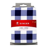 SINGER Navy Gingham Print Ringspun Cotton Fabric