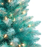 6 Pack: 4ft. Pre-Lit Fashion Teal Artificial Christmas Tree, Clear Lights