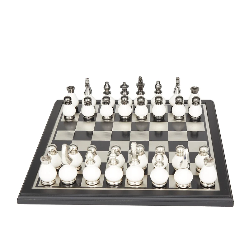 Black Aluminum Contemporary Game Set, 16" x 16" x 4"